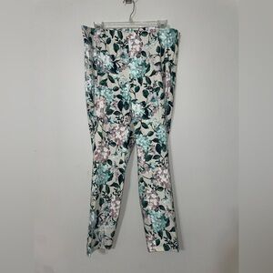 J. Jill Pants Womens Side Zip Floral Linen Stretch Casual Spring Size Medium NEW